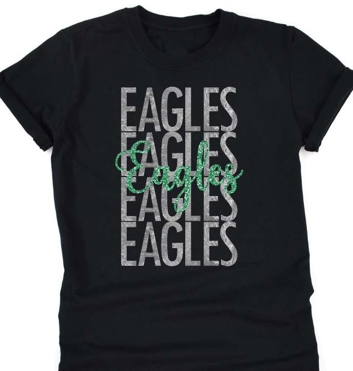 Stacked Glitter & Metallic Eagles Shirt