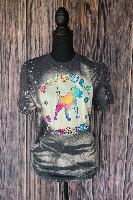 "Pit Bull Mama" Bleached T-Shirt