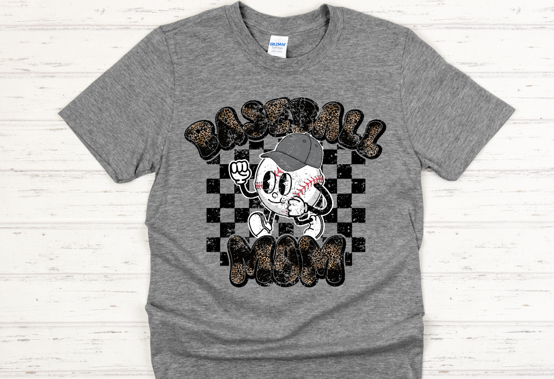 Retro Animal Print "Baseball Mom" T-Shirt