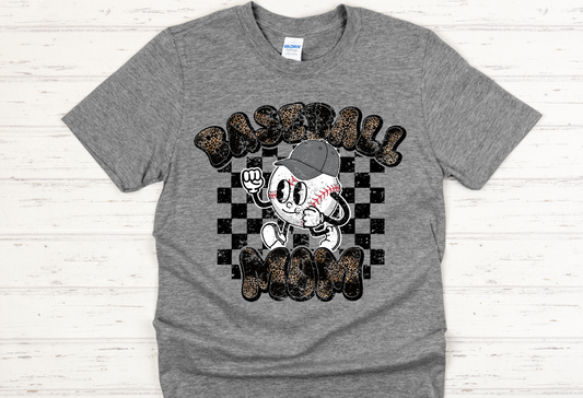 Retro Animal Print "Baseball Mom" T-Shirt