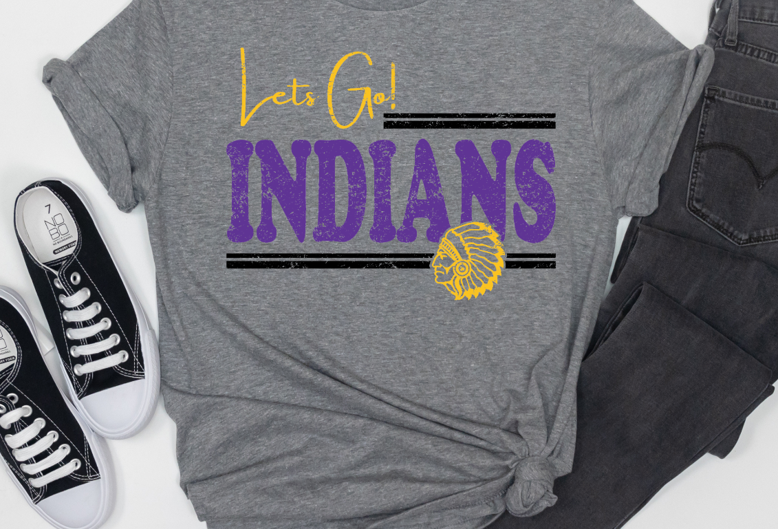 Distressed "Let's Go Indians" Shirt