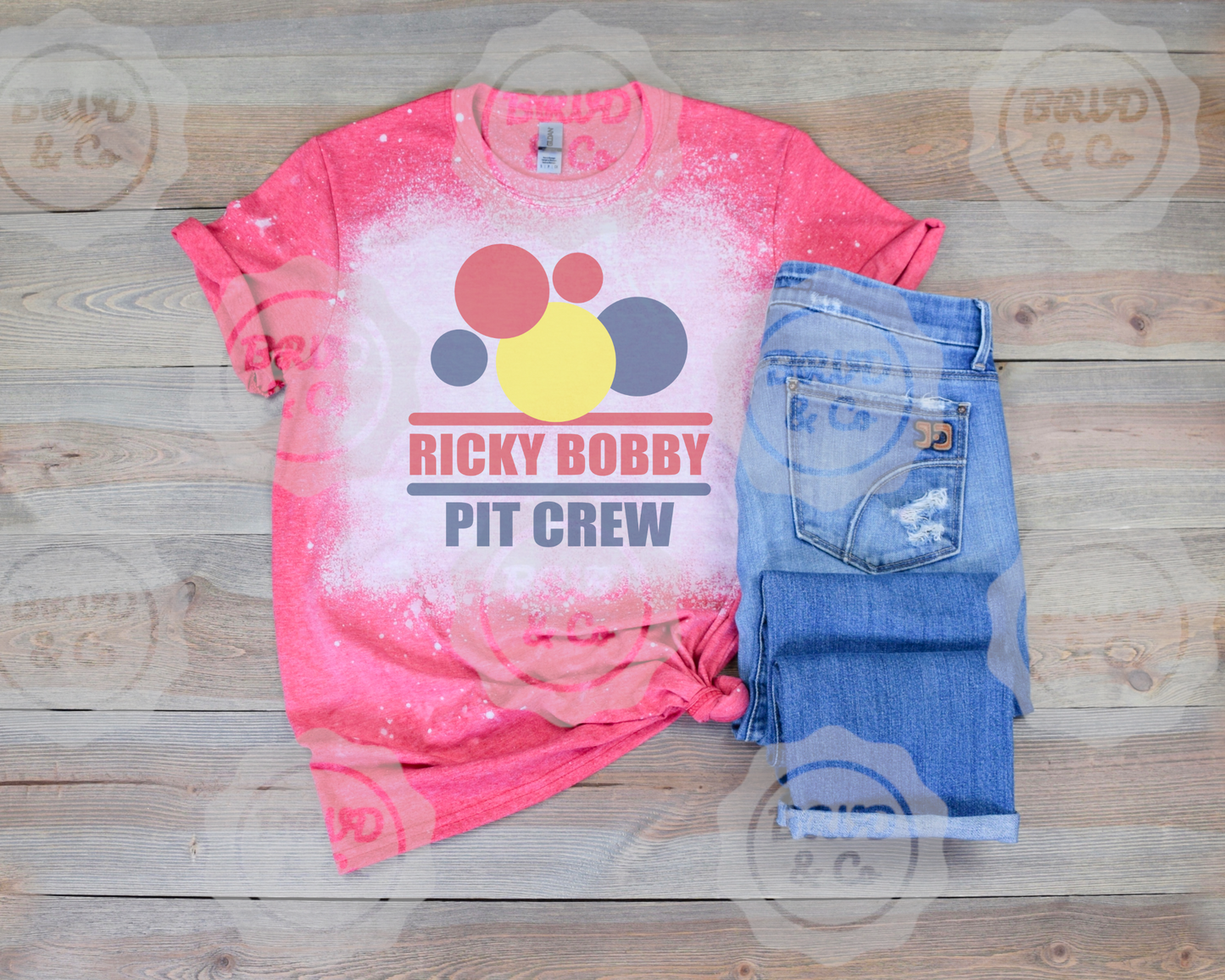 "Ricky Bobby Pit Crew" Bleached T-Shirt
