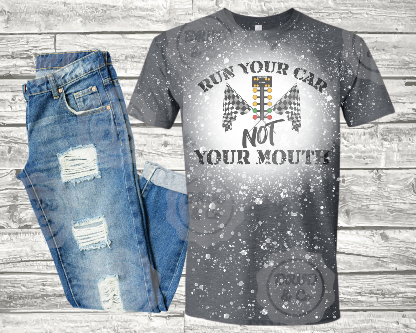 "Run your car not your mouth" Bleached T-Shirt