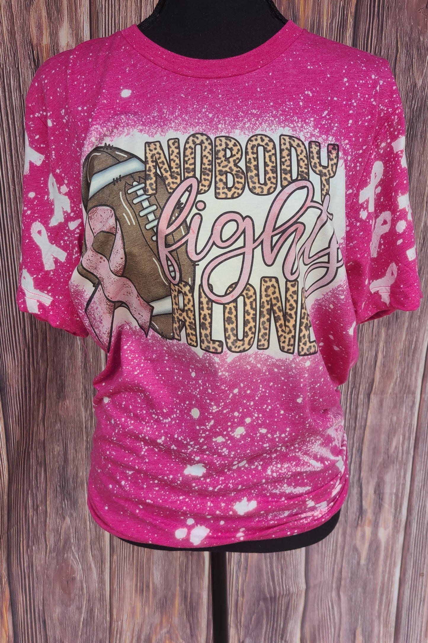 Football "Nobody Fights Alone" Breast Cancer Awareness T-Shirt