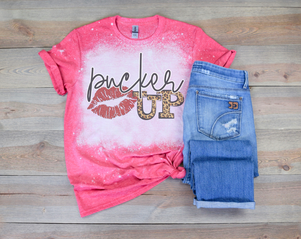 "Pucker up" Bleached T-Shirt