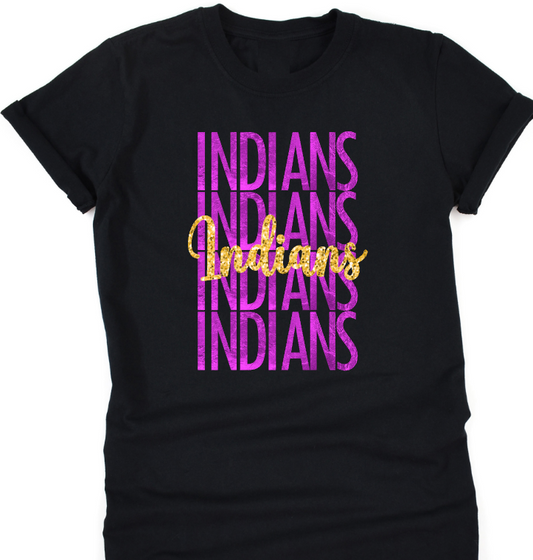 Stacked Glitter & Metallic Indians Shirt