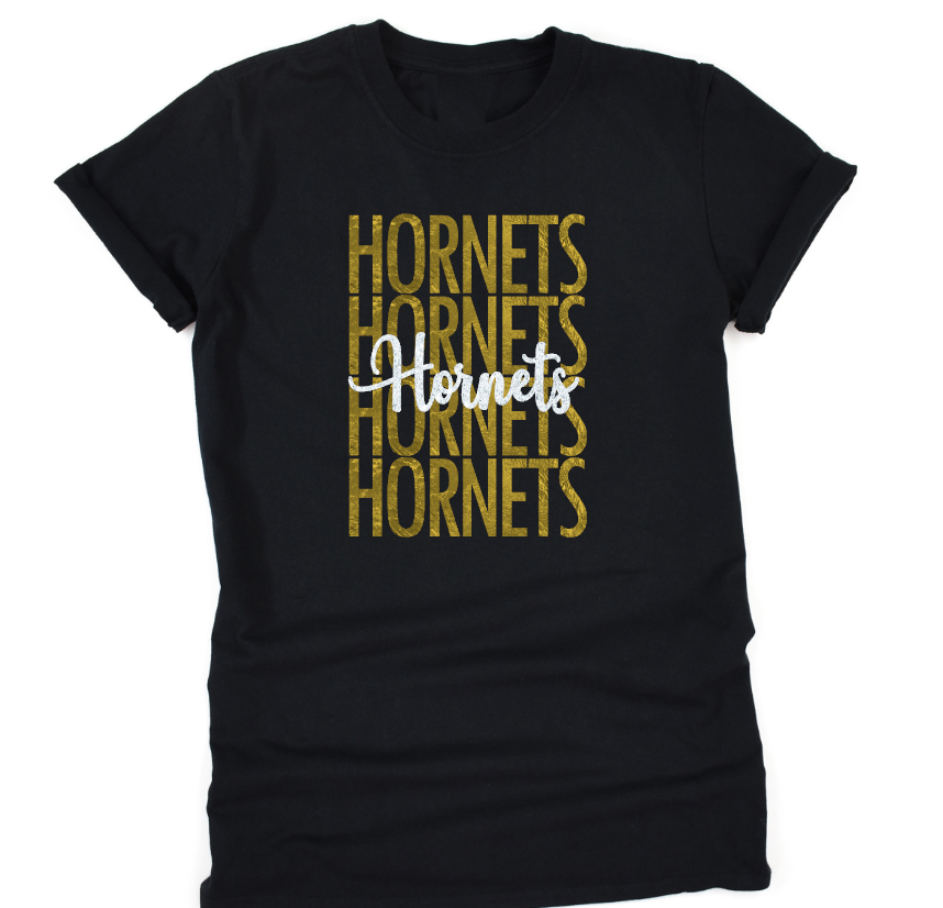 Stacked Glitter & Metallic Hornets Shirt