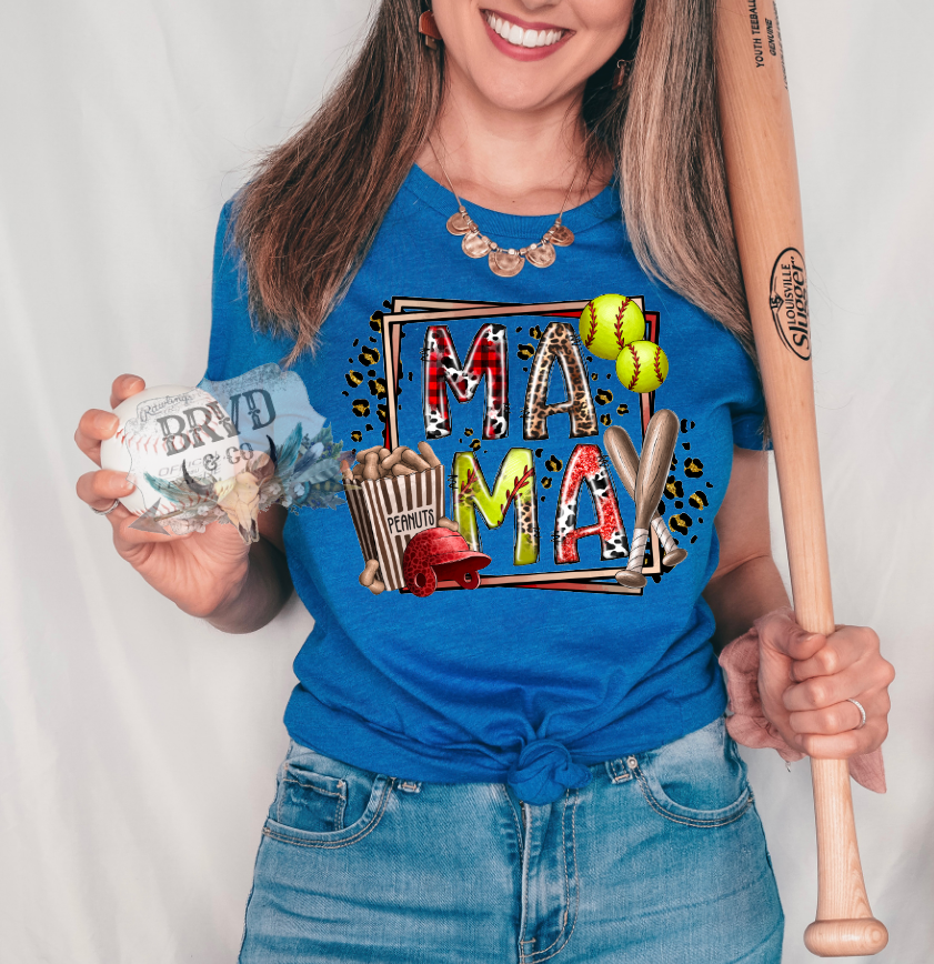 Stacked "Mama" Softball T-Shirt