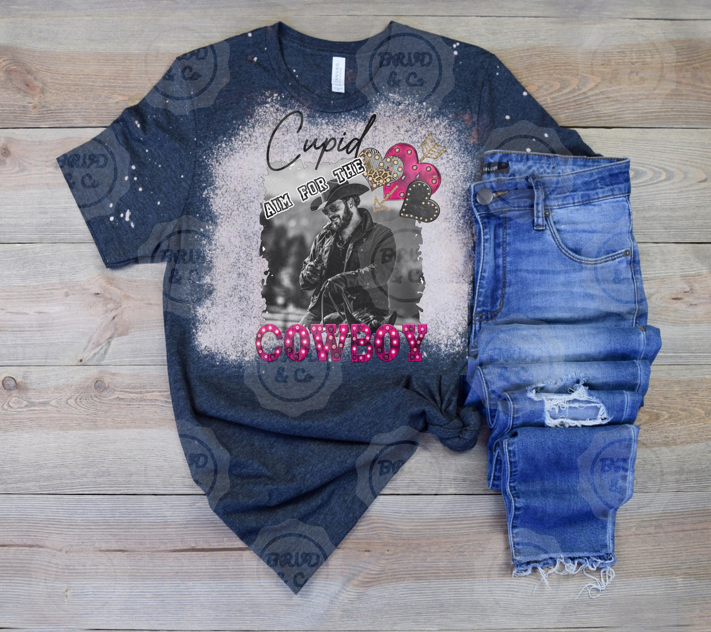 "Cupid aim for the cowboy" Yellowstone Rip Bleached T-Shirt